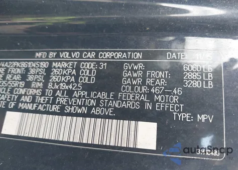 2016 Volvo Xc90 T6 Momentum z USA, uszkodzony, nr VIN YV4A22PK8G1045190